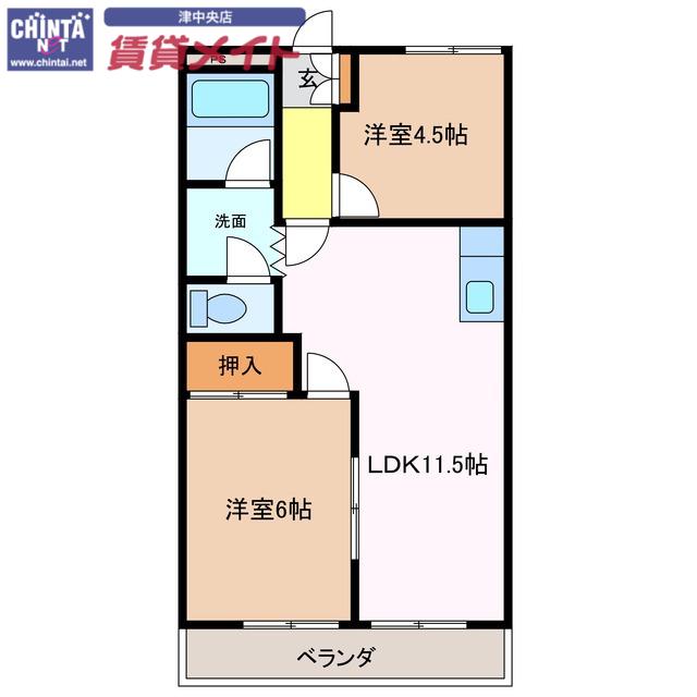 ハイコーポ清風(2LDK/2階)の間取り写真