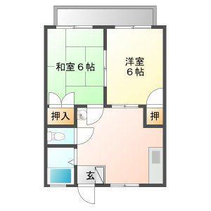 サンビレッジN(2DK/2階)の間取り写真