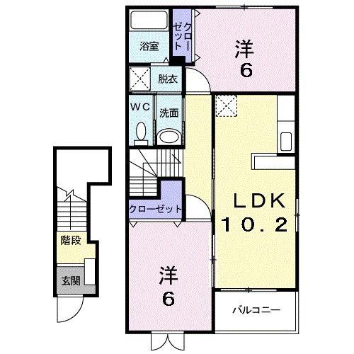 セレーノカーサ(2LDK/2階)の間取り写真