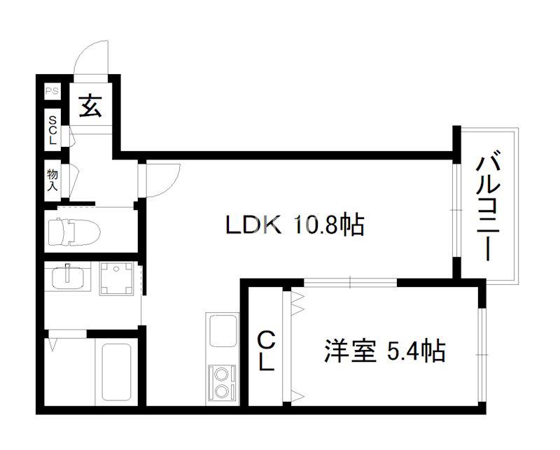 プライベートレジデンス 京都駅西(1LDK/1階)の間取り写真