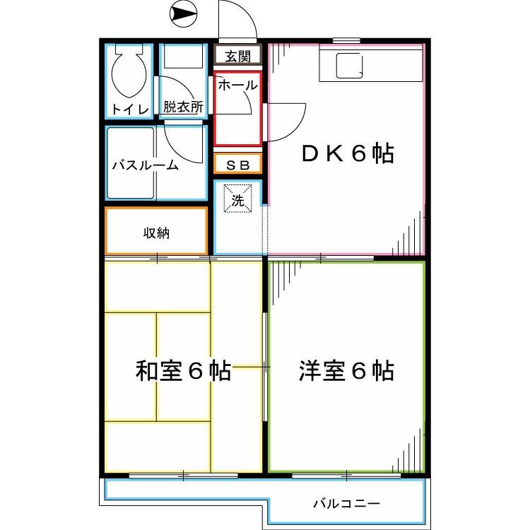 カーサ・イトウ(2DK/2階)の間取り写真