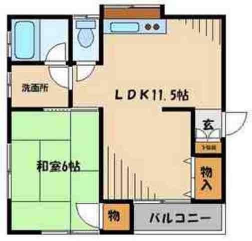 コーポフラット(1LDK/2階)の間取り写真