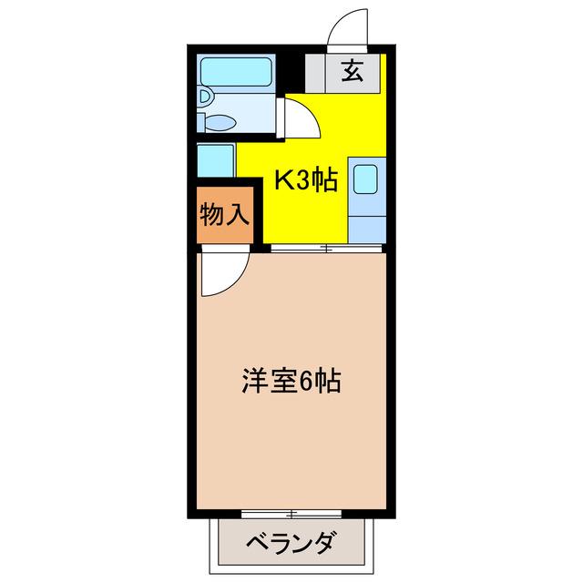コーポヤマテ(1K/2階)の間取り写真