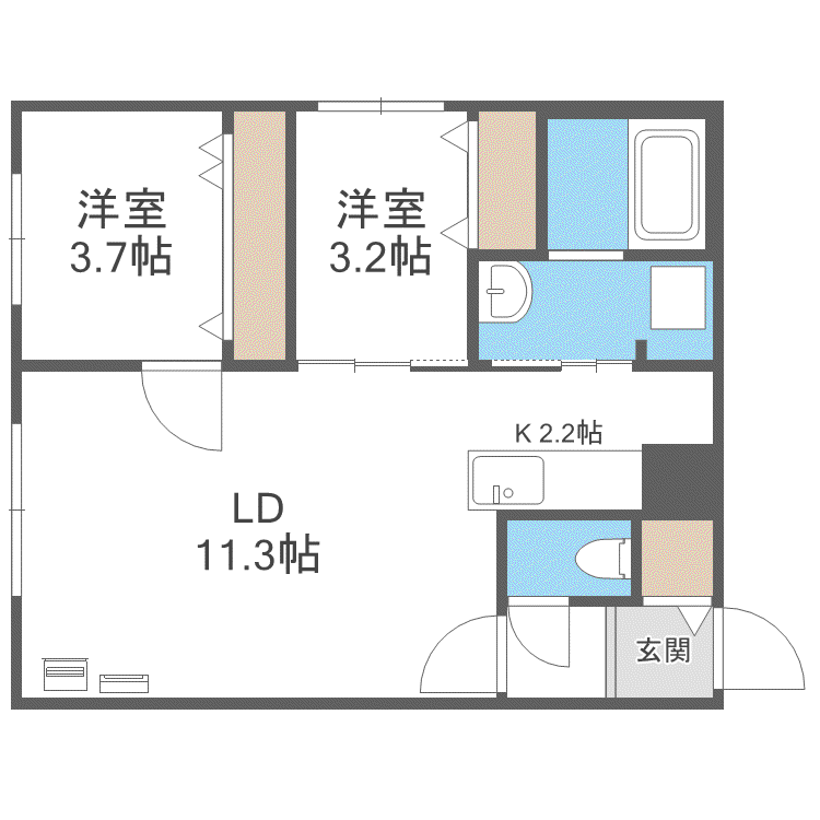 CIEL SEREIN円山(2LDK/3階)の間取り写真