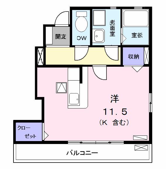 シャトレ純II(ワンルーム/1階)の間取り写真