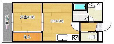 フェリーチェ原町(1DK/1階)の間取り写真