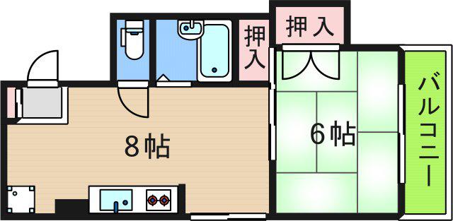 シティハイツ玉出(1LDK/4階)の間取り写真