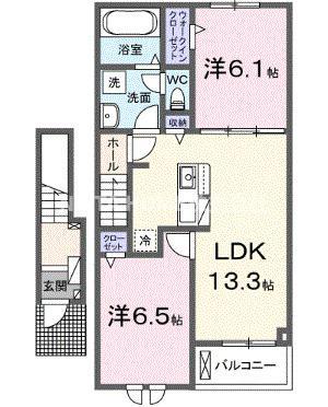 ベル・エクラ II(2LDK/2階)の間取り写真