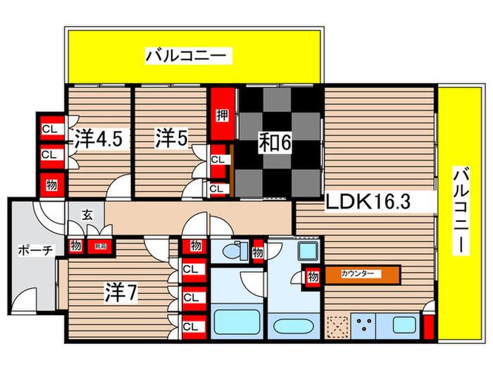 千葉みなとパークハウス弐番館(4LDK/11階)の間取り写真