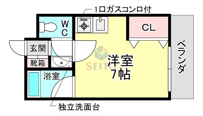 ふぁみーるYOTSUYA(ワンルーム/4階)の間取り写真