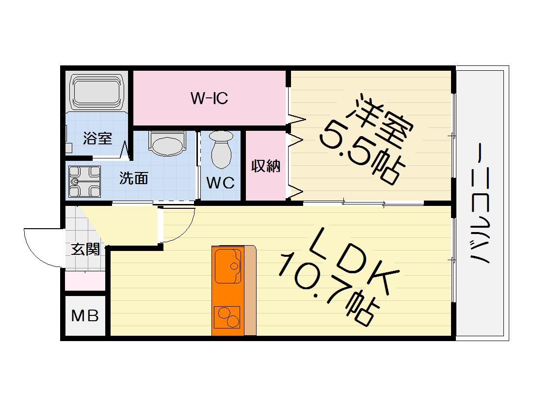 羽衣ハイツ(1LDK/2階)の間取り写真