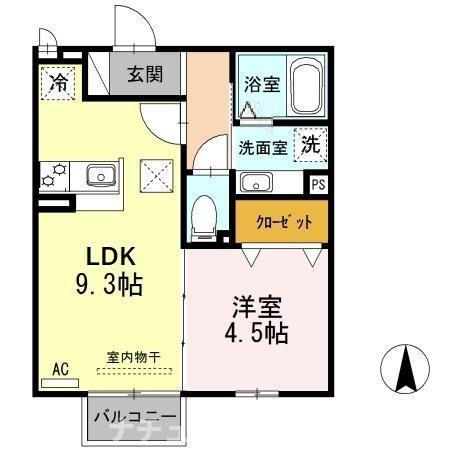 ぱるタウン C(1LDK/1階)の間取り写真