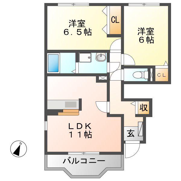 セイバリー ヒル(2LDK/1階)の間取り写真