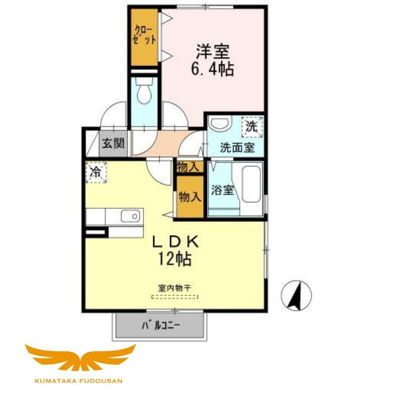 ピュアネス九学通(1LDK/2階)の間取り写真