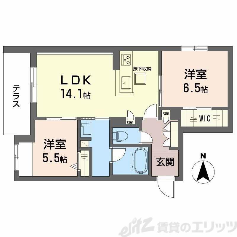 シャーメゾン ベル プレジール(2LDK/1階)の間取り写真