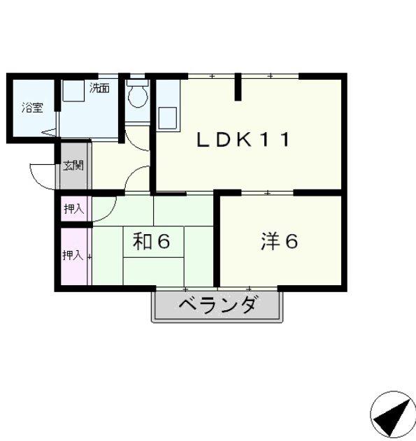 コーポ山川(2LDK/2階)の間取り写真