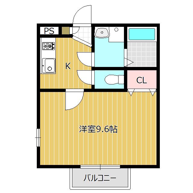 プリムローズ古庄(1K/2階)の間取り写真
