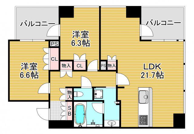 クレヴィアタワー中之島(3LDK/8階)の間取り写真