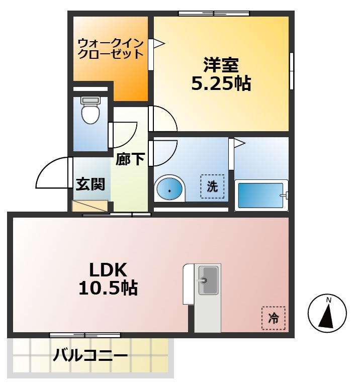 オリーブ(1LDK/2階)の間取り写真