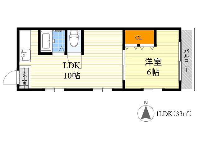 ハイツ濱 2号館(1LDK/1階)の間取り写真