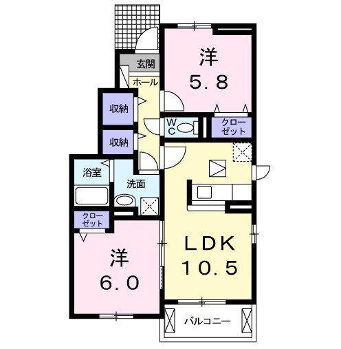 フロンティア(2LDK/1階)の間取り写真
