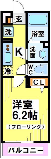 リブリ・国領(1K/1階)の間取り写真