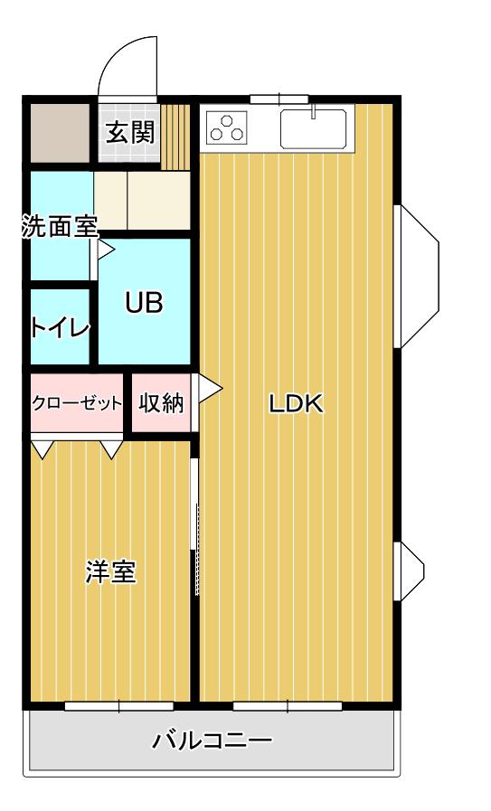 ハイツ松本(1LDK/2階)の間取り写真