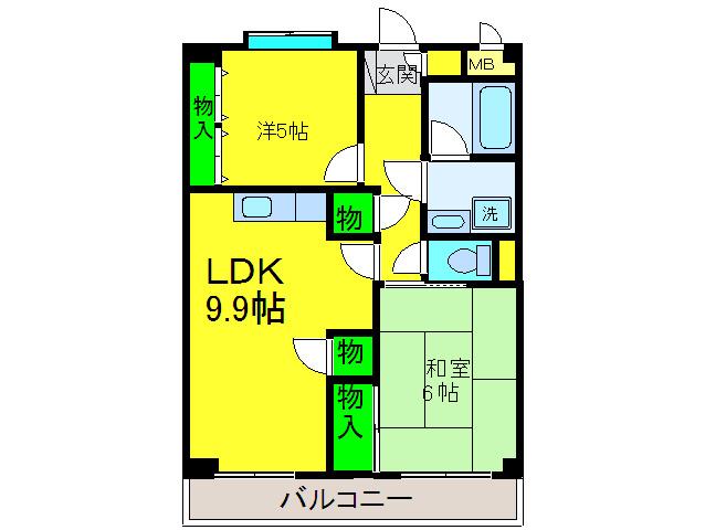 マンションクレール(2LDK/2階)の間取り写真