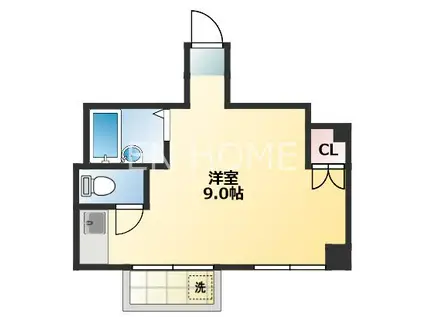 ロッキー ビル(ワンルーム/4階)の間取り写真