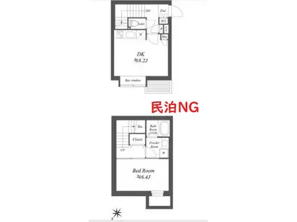 LEGALAND初台 メゾネットタイプ P(1DK/1階)の間取り写真