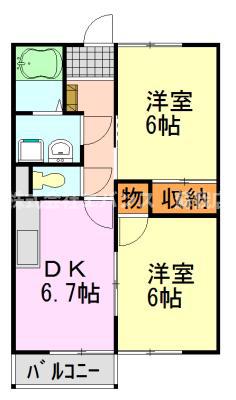 コーポグリーンB(2DK/1階)の間取り写真