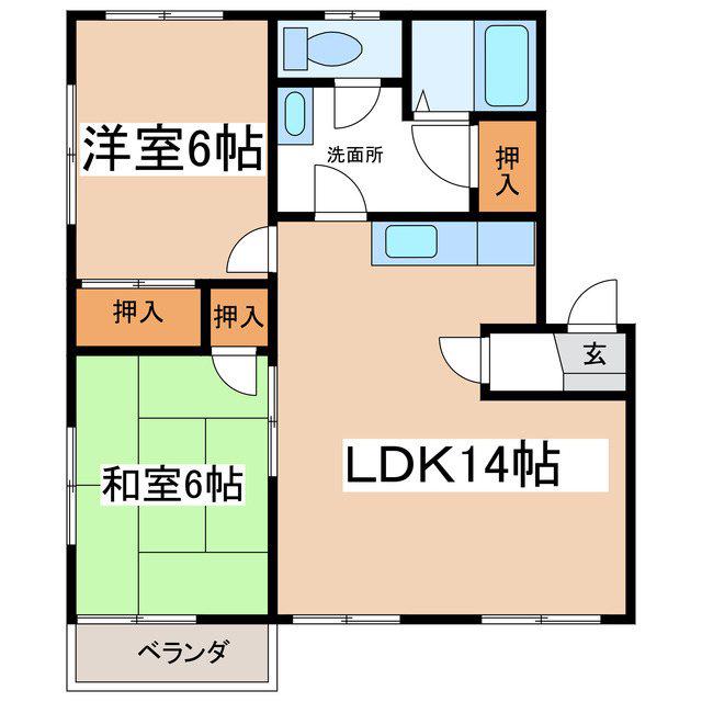 サニーハイツ(2LDK/1階)の間取り写真