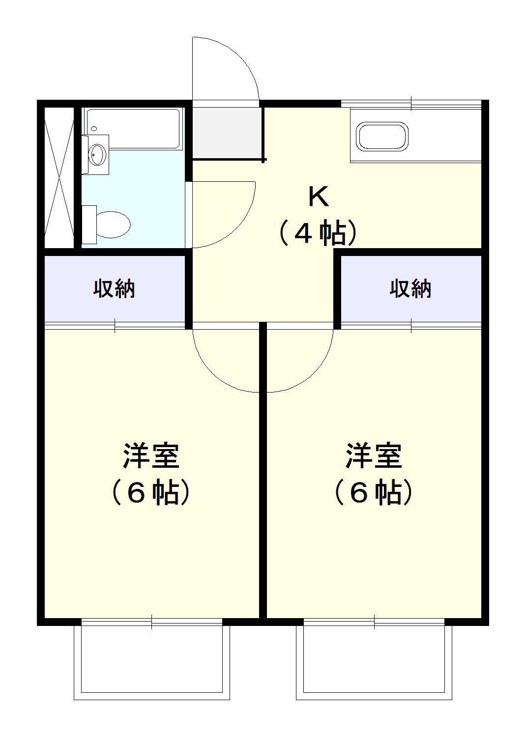 DK大栄 A棟(2K/1階)の間取り写真