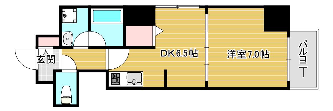 BGC難波タワー(1DK/4階)の間取り写真