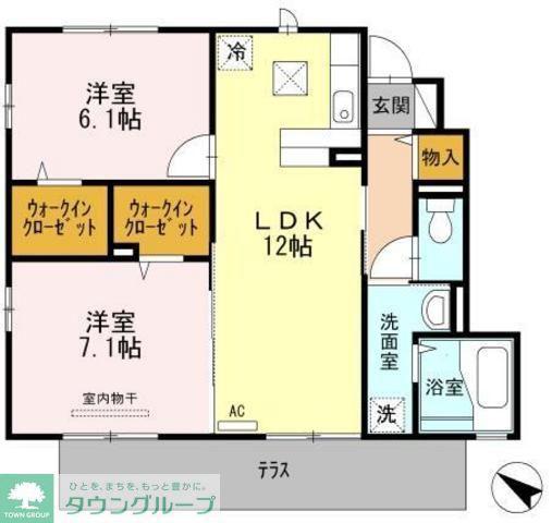 ラークB(2LDK/1階)の間取り写真
