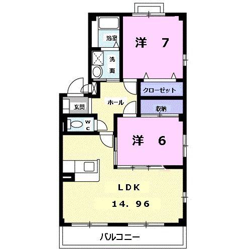 サンライトKII(2LDK/3階)の間取り写真
