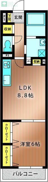 アセント富士見(1LDK/1階)の間取り写真