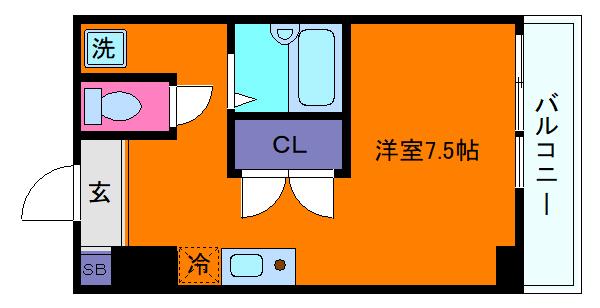 ASHIYA1555(ワンルーム/5階)の間取り写真