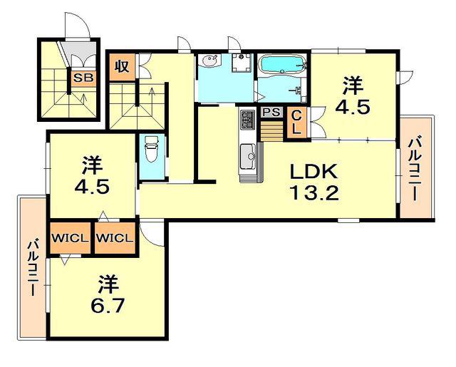 メゾン・ド・西芦屋(3LDK/2階)の間取り写真