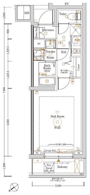 LOG登戸STATION SIDE(1K/1階)の間取り写真