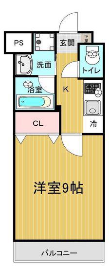 エスト東古松(1K/4階)の間取り写真