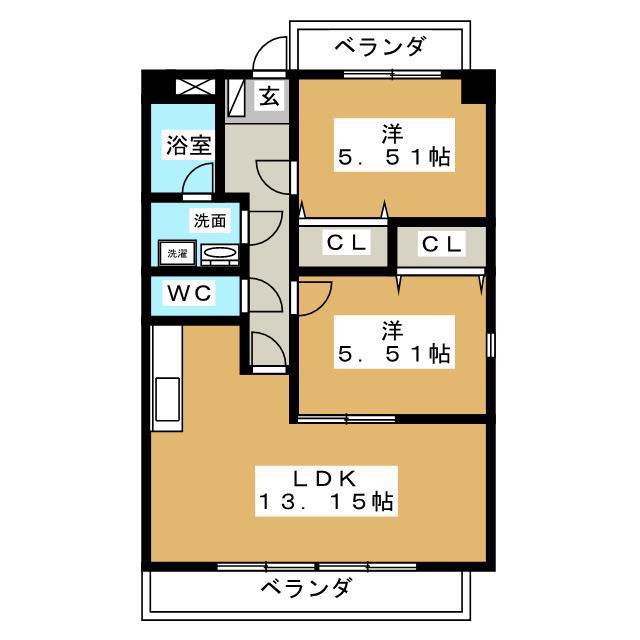 FORESTAニ番館(2LDK/2階)の間取り写真