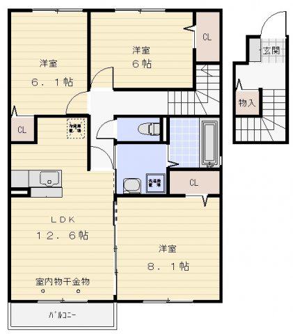 PRIOR(3LDK/2階)の間取り写真
