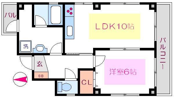 BMビル(1LDK/4階)の間取り写真