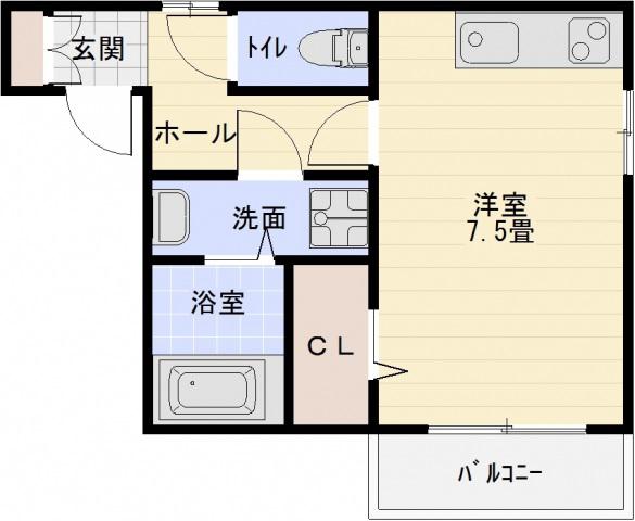 セジュールエルグリーン(ワンルーム/2階)の間取り写真