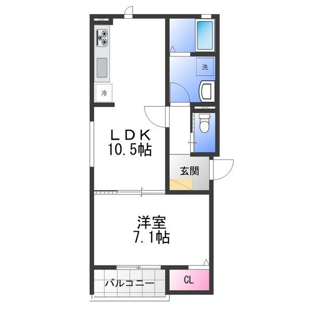 MAISONLUNA(1LDK/1階)の間取り写真