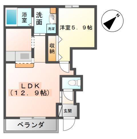 ノーブル・ファイン・アクア(1LDK/1階)の間取り写真