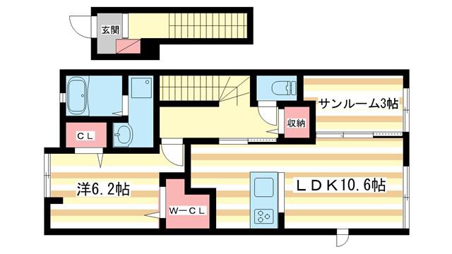 カーサセレノ(1SLDK/2階)の間取り写真