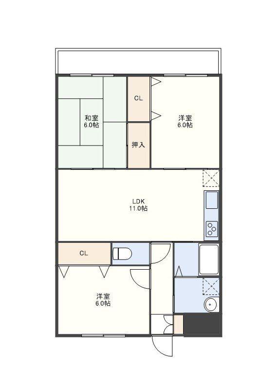 シンシアリーI(3LDK/6階)の間取り写真