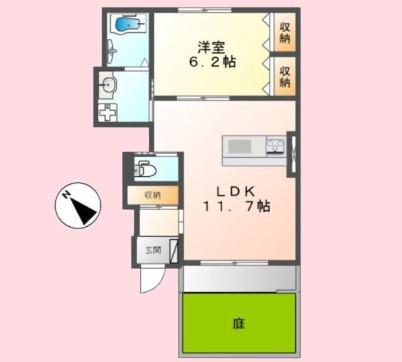 LUPINUS(1LDK/1階)の間取り写真